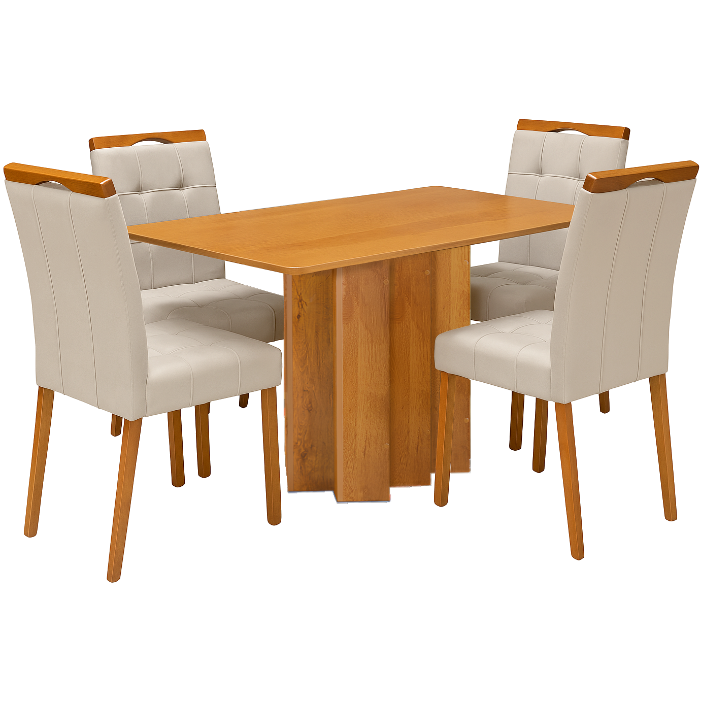Mesa Recife 120 Cinamomo Laminado com 4 Cadeiras Sophia Veludo Bege – CEL MÓVEIS + WM DECOR - Imagem 3