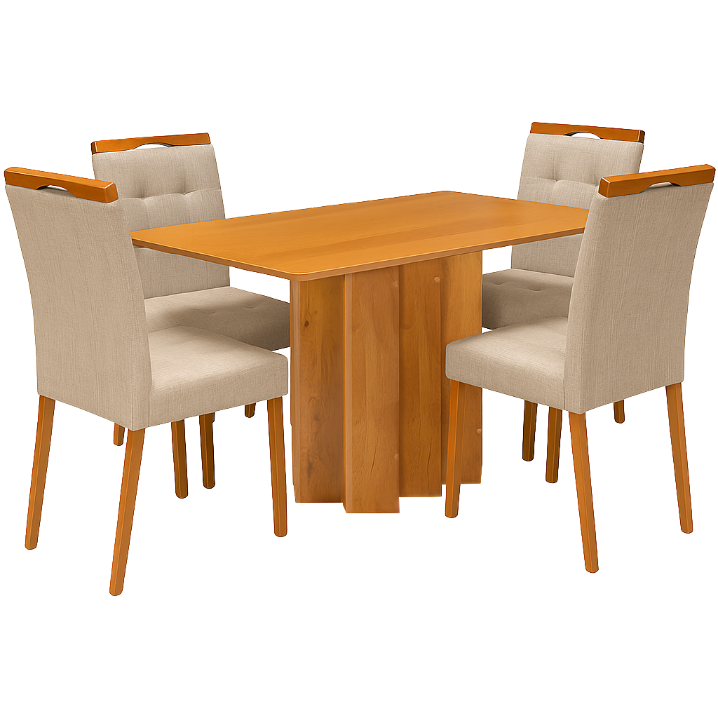 Mesa Recife 120 Cinamomo Laminado com 4 Cadeiras Sophia Linho Bege 200 – CEL MÓVEIS + WM DECOR - Imagem 3