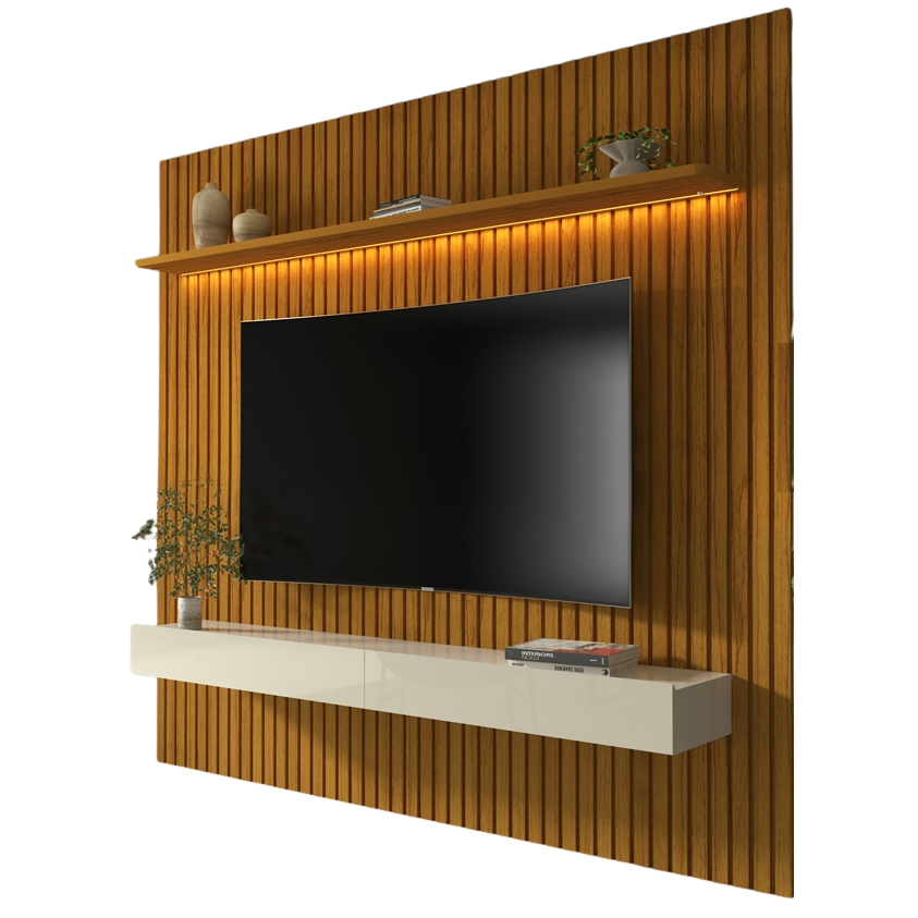 Home até 75″ Nobre Ripado 185(Com Nicho) Naturale/Off White – GELIUS - Imagem 4
