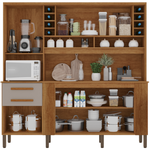 Alternative view of Kit de Cozinha Catar 2,00 m Cinamomo/Off White - SALLETO