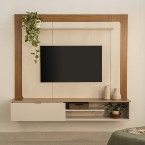 Alternative view of Painel Home até 65" Lugano Nature/Off White - LINEA BRASIL