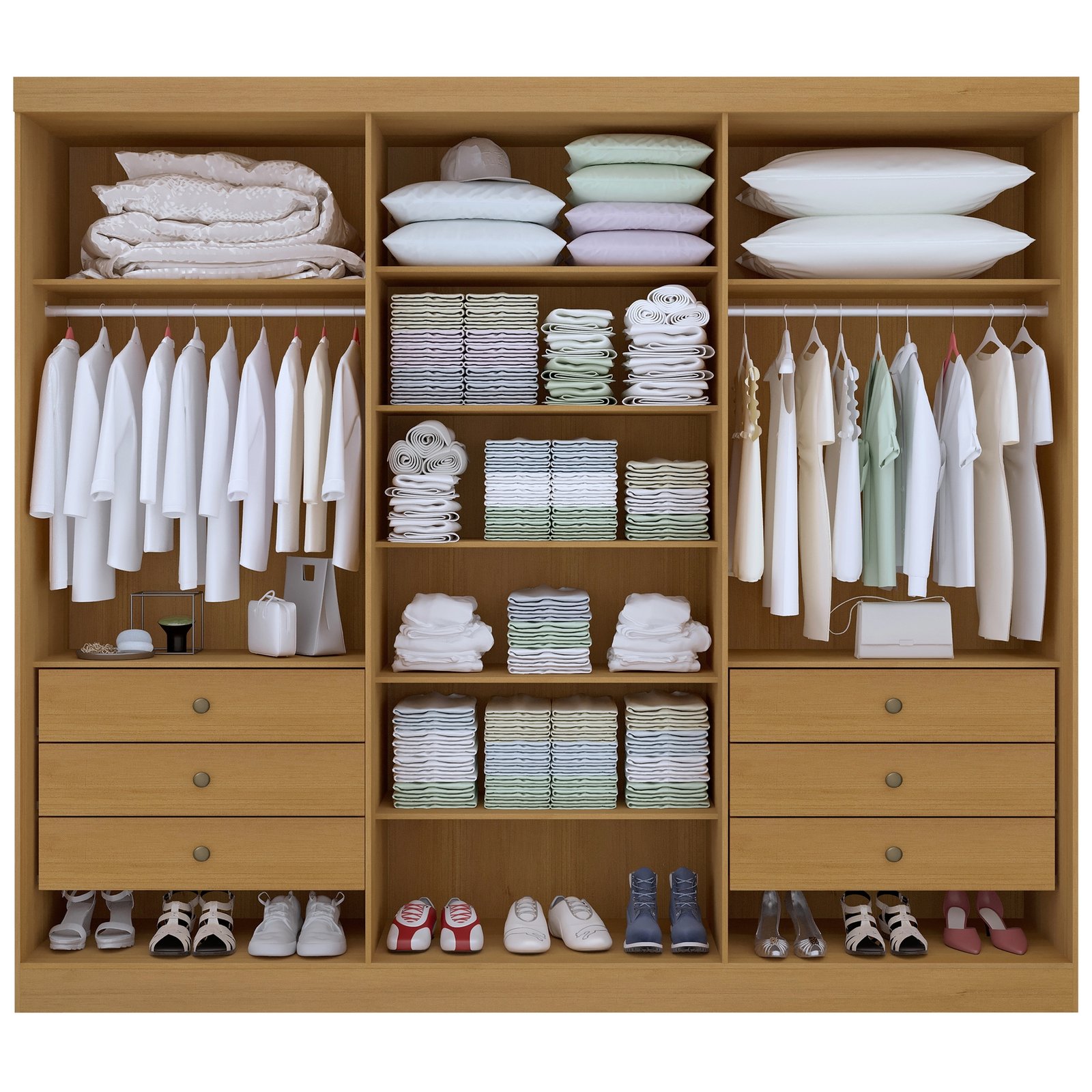 Guarda-Roupa 6 Portas Monte Carlo 2,32 m Cinamomo/Off White - D'DORO - Imagem 2