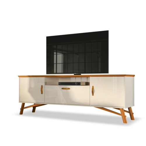 Alternative view of Rack até 75" Felix Off White/Cedro Natural - EDN MÓVEIS