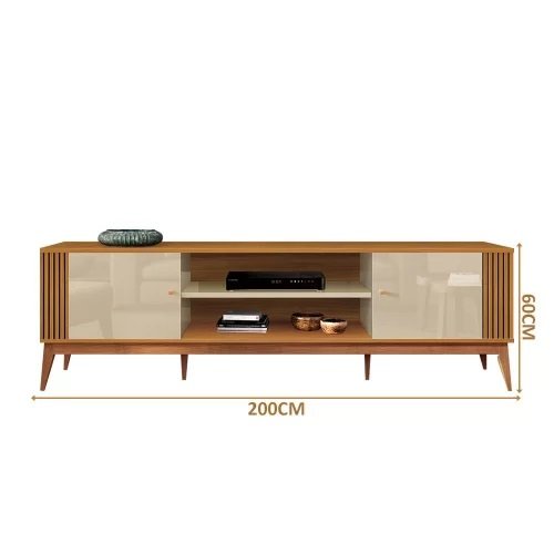 Rack até 75" Legacy 2.0 Off White/Cedro Natural - EDN MÓVEIS - Imagem 4