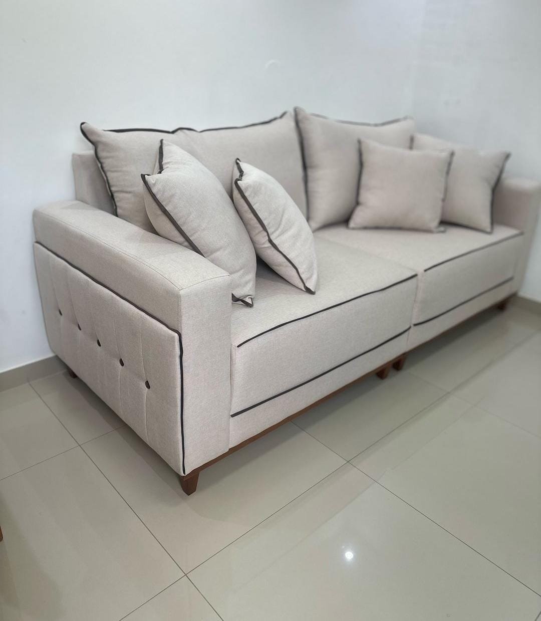 Sofá Living Montes Claros 3048 2,16 m Bege 2119 - LUFER ESTOFADOS - Imagem 3