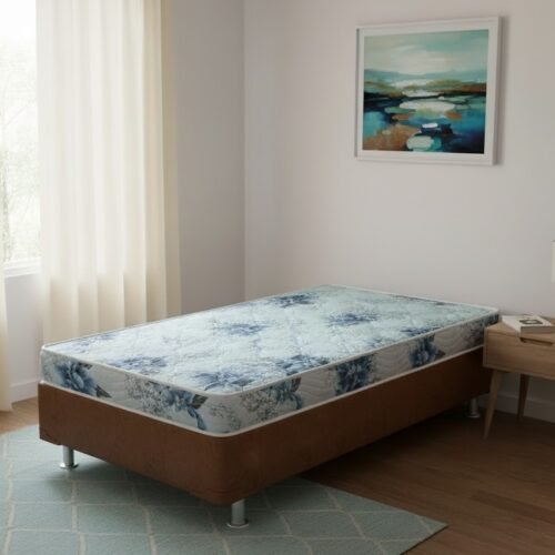 Colchão Solteiro Dream Soft 12 cm D20 + Base Simples Corino Marrom – ORTOBOM + ALTO NÍVEL