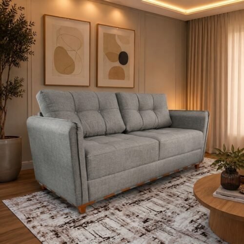 Sofá Living MJ141 1,80 m Linho Cinza 03 - MAJESTOSO ESTOFADOS