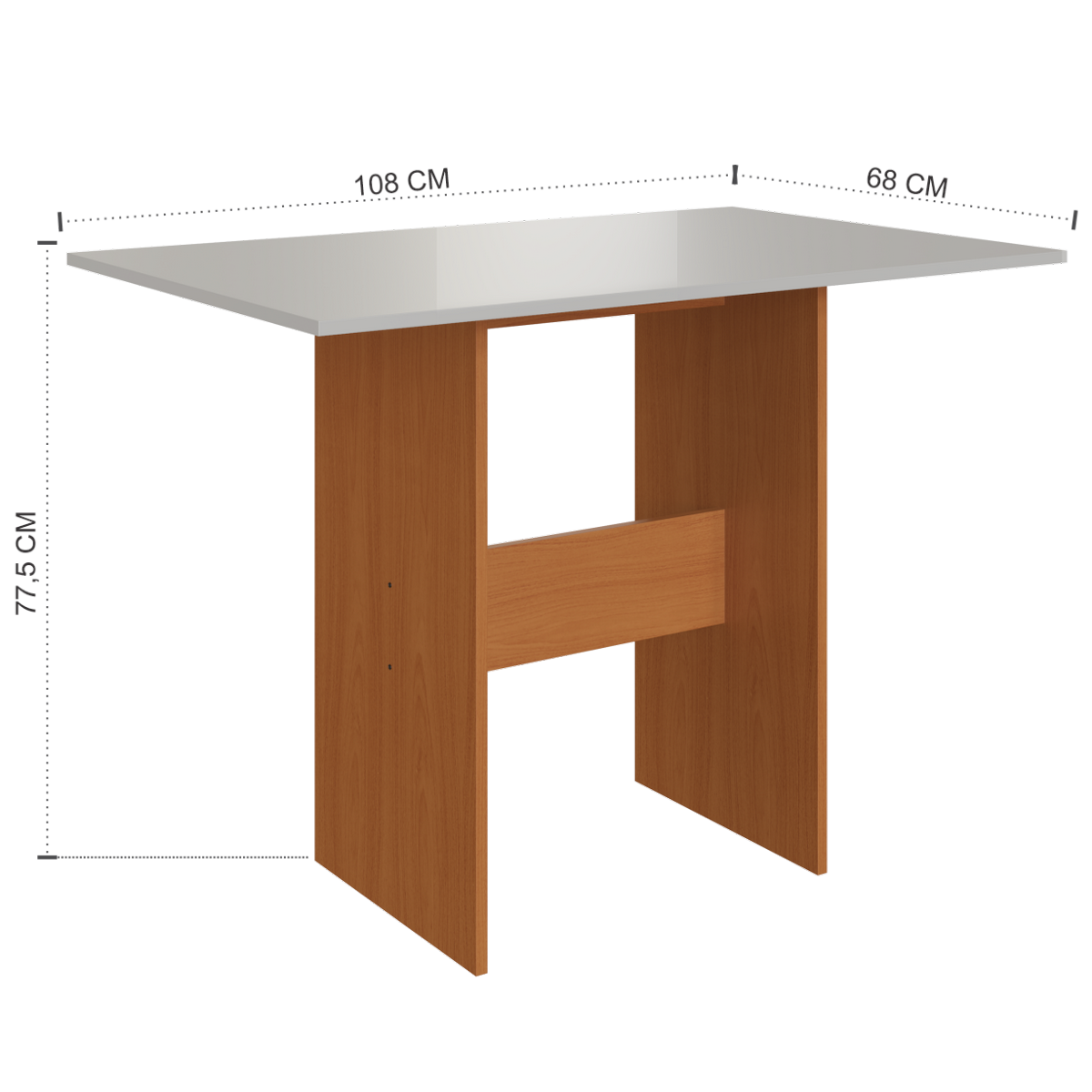 Mesa Karla 108 Freijó/Off White com 4 Cadeiras Linho Bege - INDÉKES - Imagem 3
