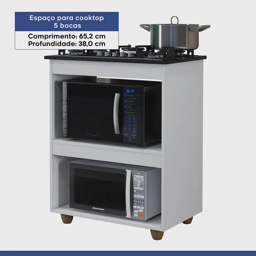 Balcão para Cooktop 5 Bocas Turim Branco – KAIKI MÓVEIS - Imagem 6