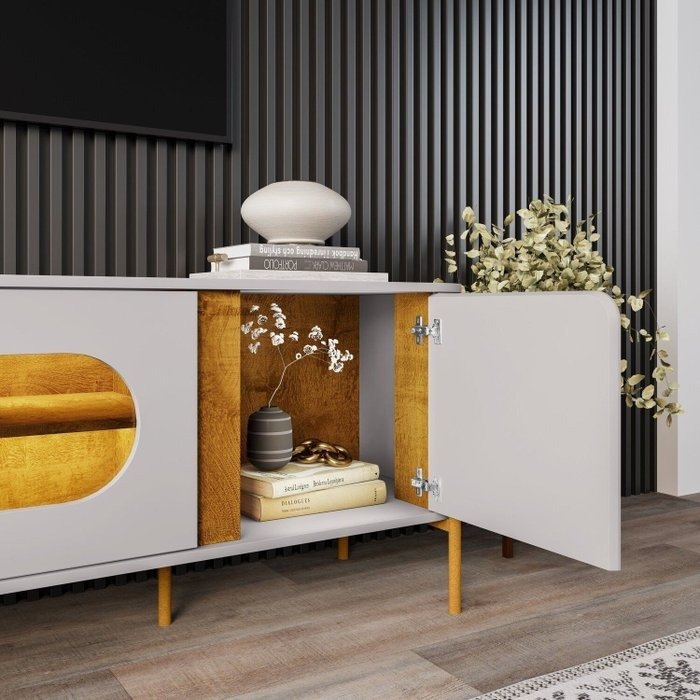 Painel até 75" Maresias + Rack Juquehy Off White/Naturale - BECHARA - Imagem 3