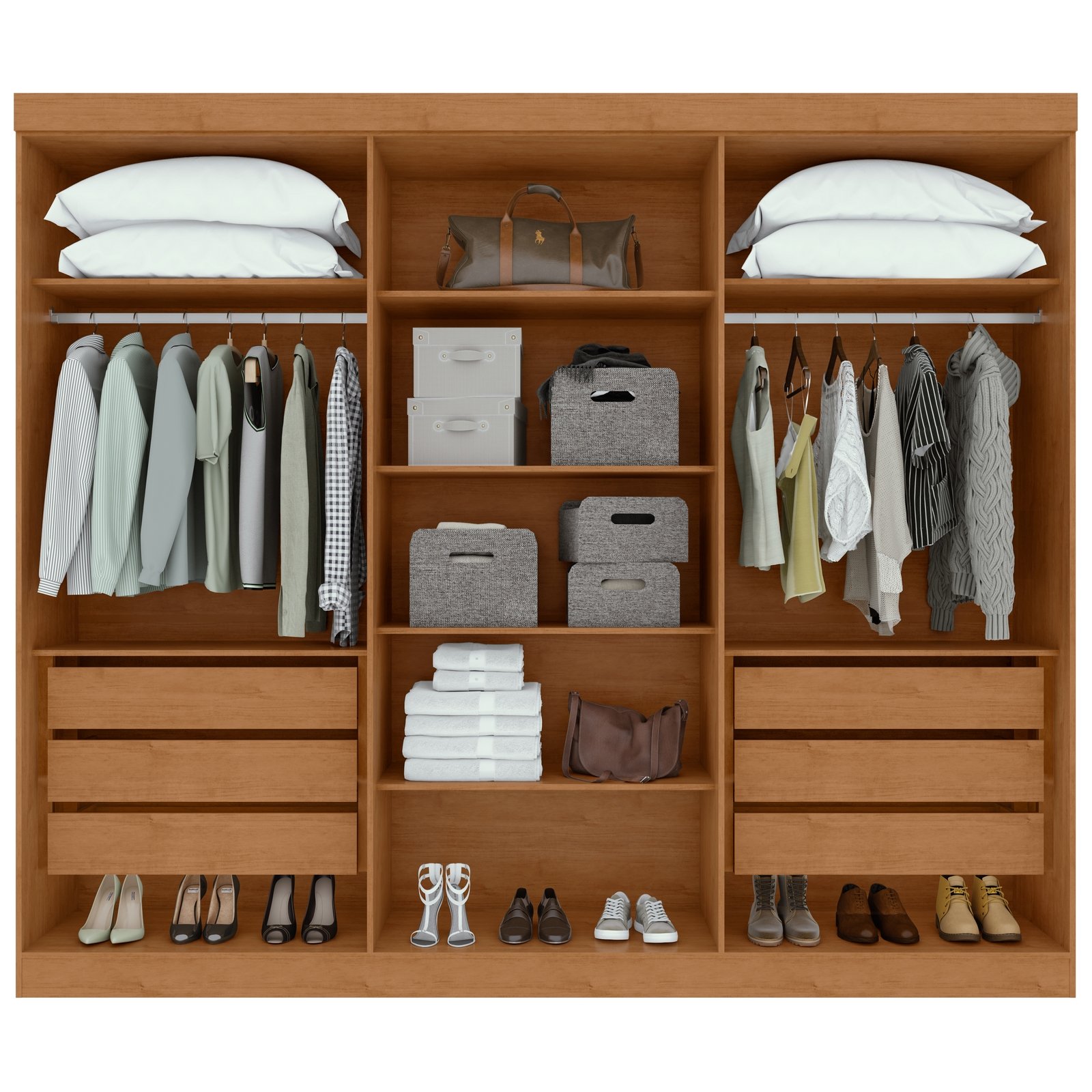 Guarda-Roupa 6 Portas Bertha Amêndoa Clean/Off White – LOPAS - Imagem 2