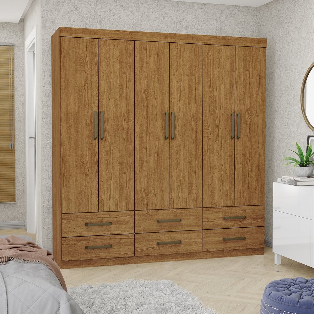 Guarda-Roupa 6 Portas(Sem Espelho/Sem Pés)Dallas 1,53 m Cinamomo - CARIOCA MÓVEIS