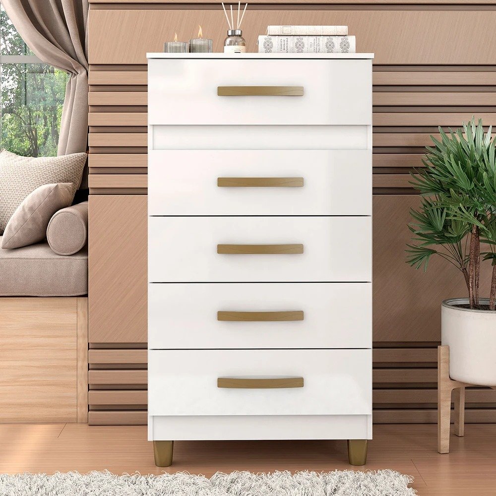 Cômoda 5 Gavetas Malta CO250 Branco - FELLICCI