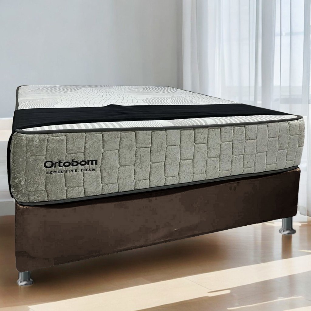 Colchão Casal Exclusive Foam 30 cm HR 33 + Base Simples Corino Marrom – ORTOBOM + BIOSTAR - Imagem 2