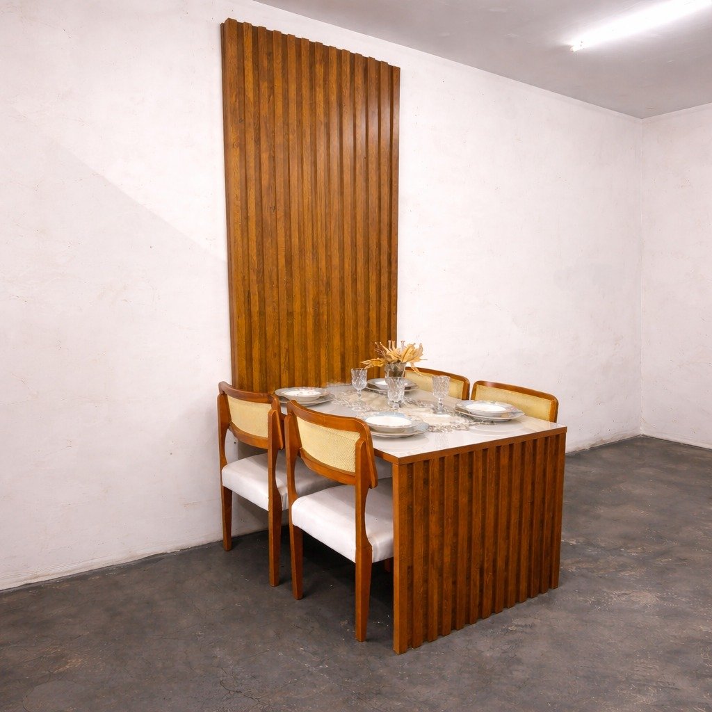 Mesa Cancun 120 Cinamomo/Off White com Cadeiras Fortaleza Linho Palha 311A – CEL MÓVEIS + HR MOVELARIA - Imagem 5