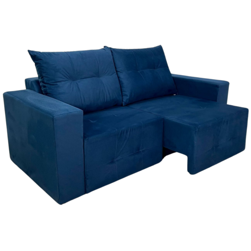 Alternative view of Sofá Retrátil Havaí 1,80 m Veludinho Azul - QUINE ESTOFADOS