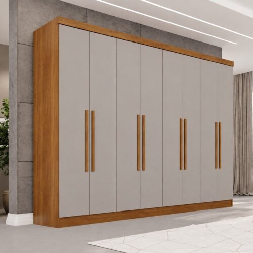 Guarda-roupa Recife Cinamomo/Off 8 Portas 4 Gavetas Larg. 2.41m - Sallêto