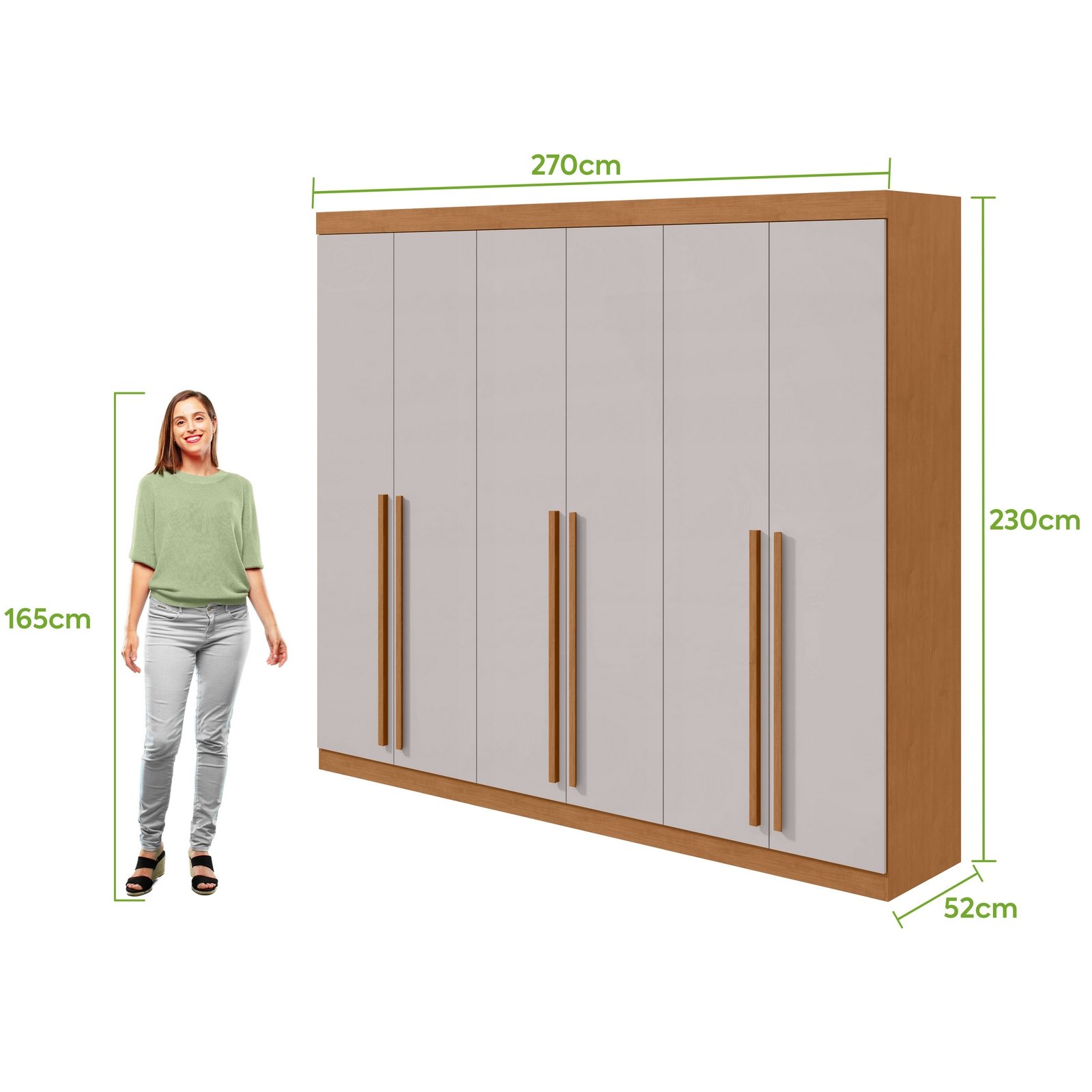 Guarda-Roupa 6 Portas Bertha Amêndoa Clean/Off White – LOPAS - Imagem 5