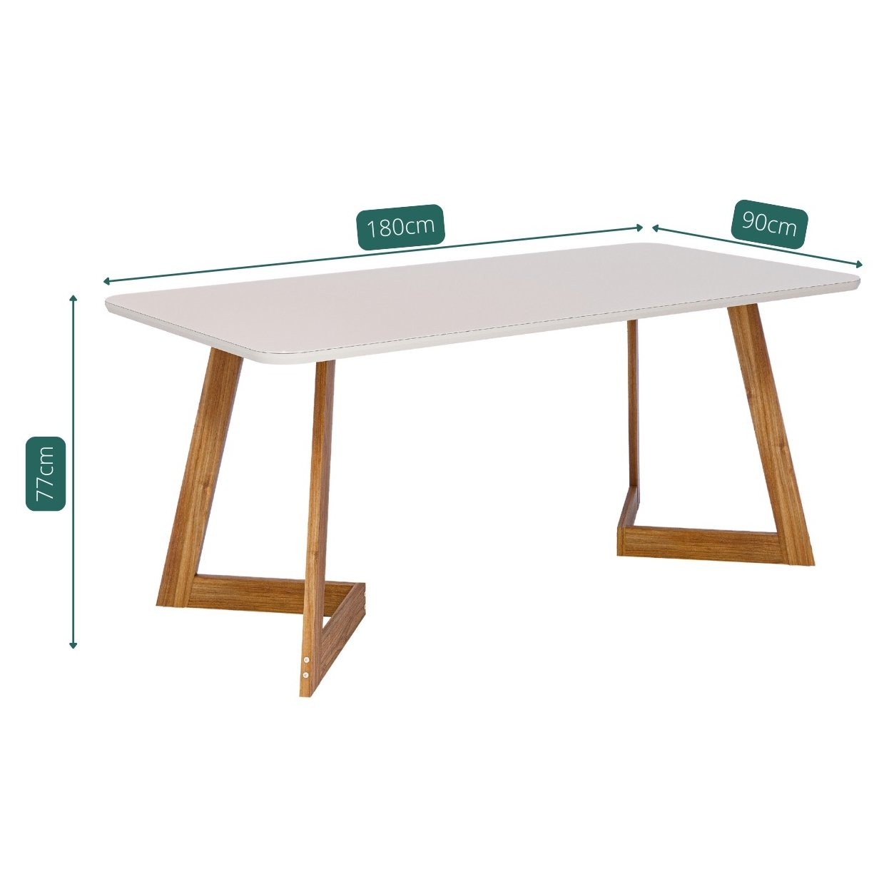 Mesa Caju 180 (C/Vidro) Madeira/Off White - CIMOL - Imagem 4