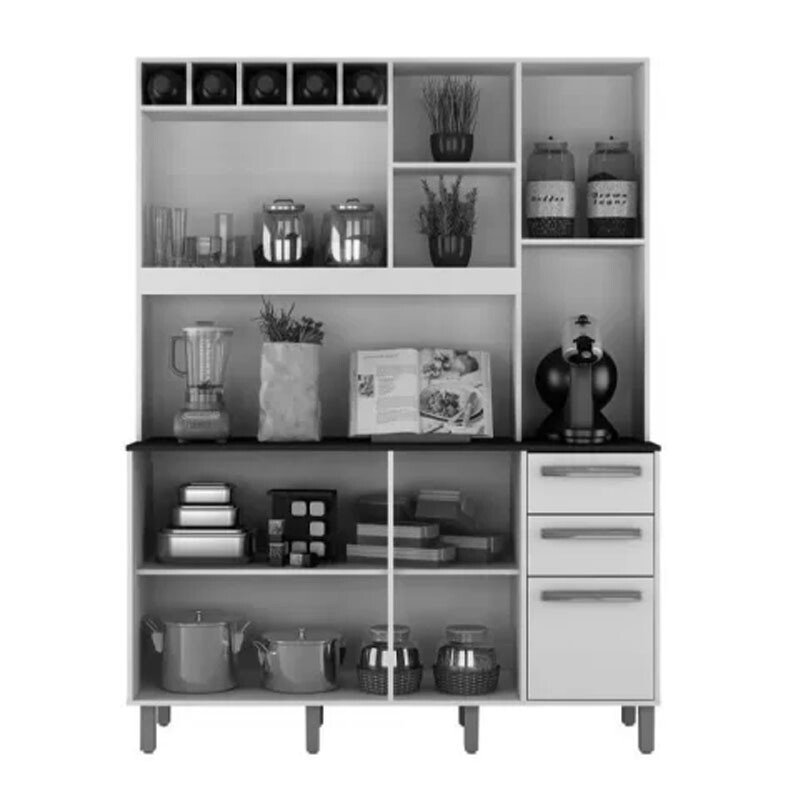 Armário de Cozinha Granada Cinamomo/Off White Larg. 1.46m Valdemoveis - Imagem 2
