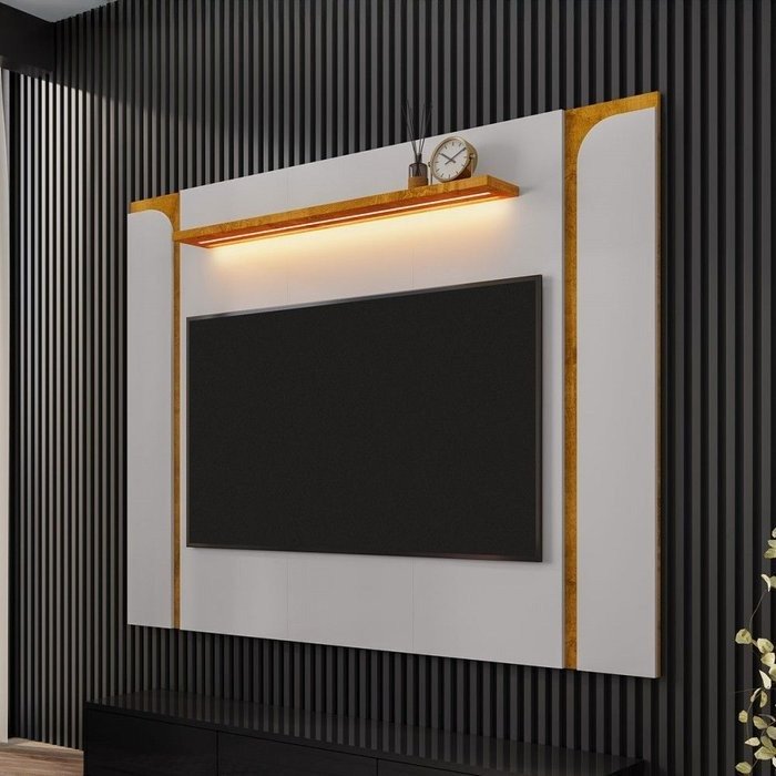 Painel até 75" Maresias Off White/Naturale - BECHARA