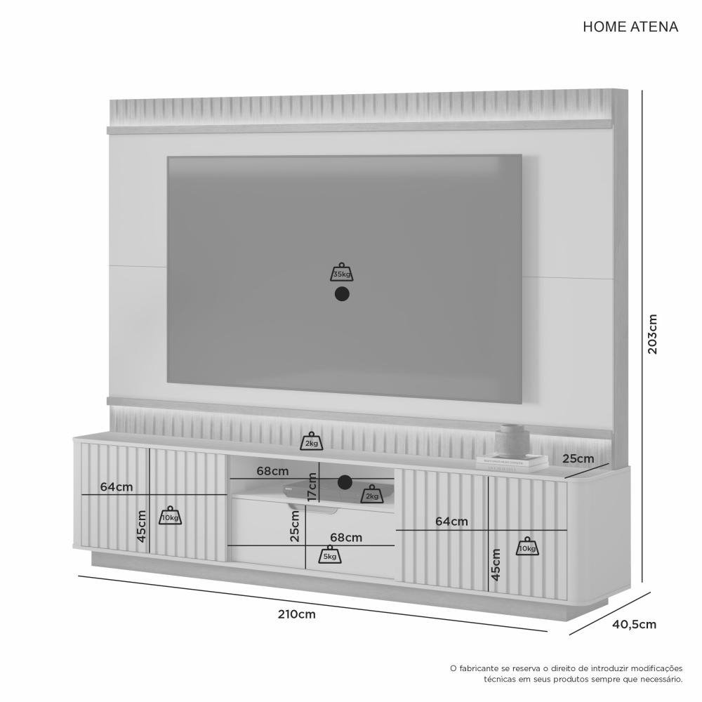 Home até 85" Atena Off White/Cinamomo - JCM MOVELARIA - Imagem 5