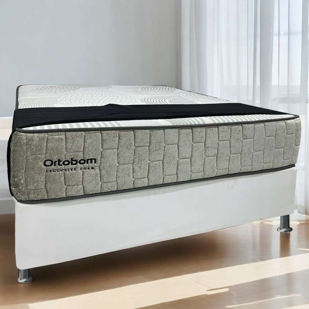 Colchão Casal Exclusive Foam 30 cm HR 33 + Base Simples Corino Branco – ORTOBOM + BIOSTAR - Imagem 2