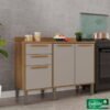 Balcão Flórida Larg. 1.20m Cinamomo/Off 3 Portas 2 Gavetas - Sallêto