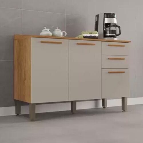 Balcão para Cozinha New Valência larg. 1.20m Cinamomo/Off White Sallêto