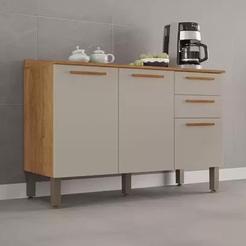 Balcão para Cozinha New Valência larg. 1.20m Cinamomo/Off White Sallêto