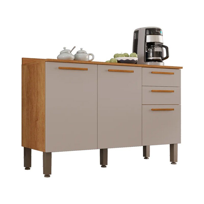 Balcão para Cozinha New Valência larg. 1.20m Cinamomo/Off White Sallêto - Imagem 3