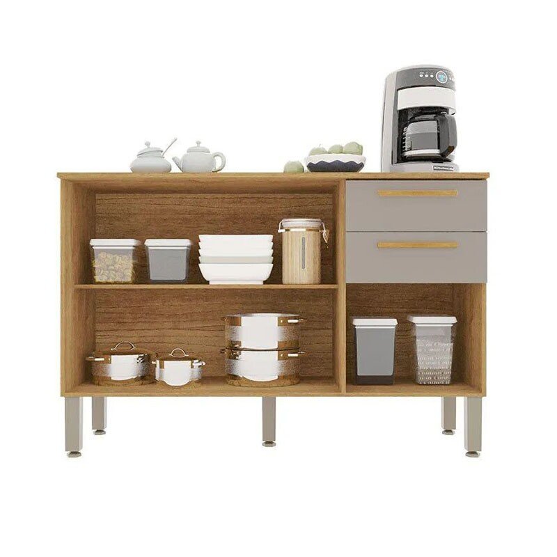 Balcão para Cozinha New Valência larg. 1.20m Cinamomo/Off White Sallêto - Imagem 2