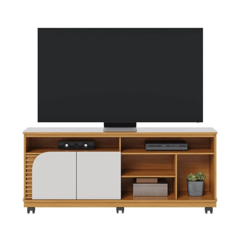 Rack Bancada Jurerê Larg. 1.50m Naturale/Off White Mate para TV até 65"- Colibri - Imagem 2