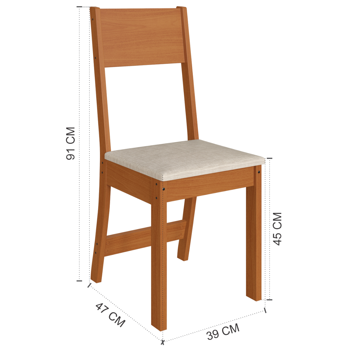 Mesa Karla 108 Freijó/Off White com 4 Cadeiras Linho Bege - INDÉKES - Imagem 4