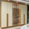Guarda-Roupa Imperatriz 2,30 m 6 Portas/2 Reflecta Naturale/Off White - GELIUS