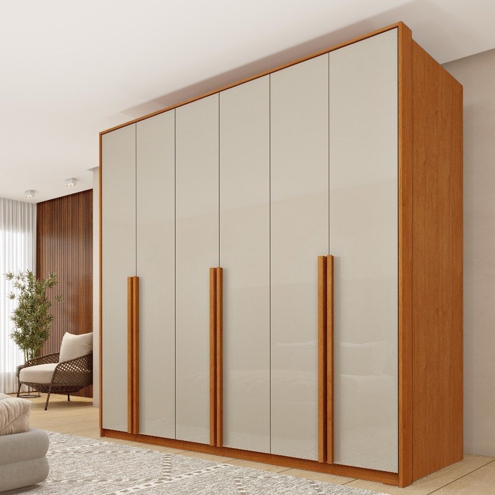 Guarda-Roupa 6 Portas Super/Master 2,01 m Cinamomo/Off White - TCIL