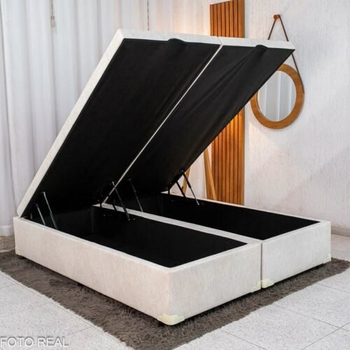 Box Baú Casal Bipartido Prime Confort Corino Palha Blindado 138x188x45 - Issacar
