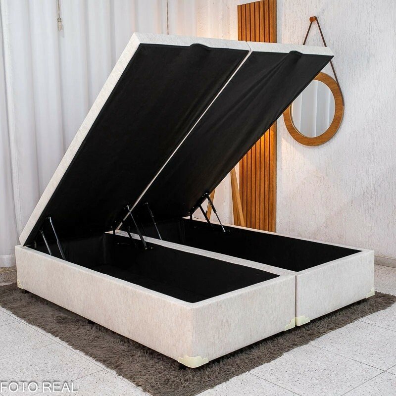 Box Baú Casal Bipartido Prime Confort Corino Palha Blindado 138x188x45 - Issacar
