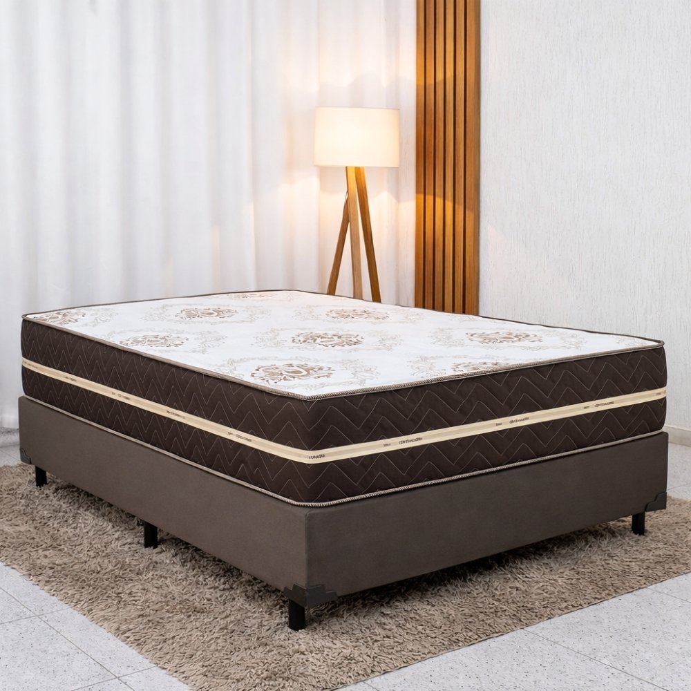 Colchão Casal Livina Plus Molas Ensacadas Orthoside + Box Casal Sued Marrom Ortobel - 138x188x67 | Suporta até 220kg - Imagem 3