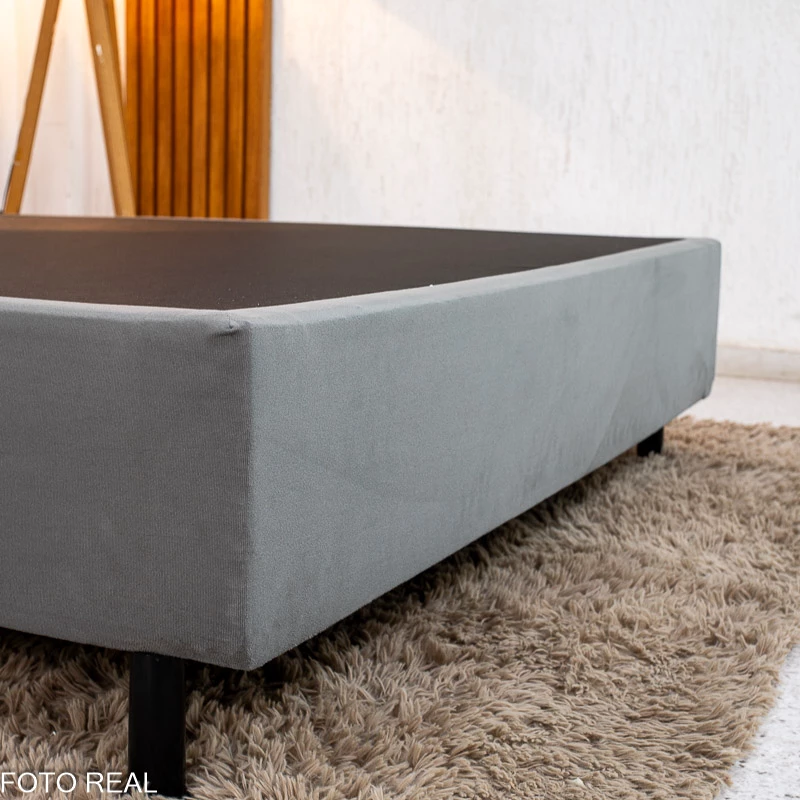 Box Casal Sued Cinza Ortobel + Colchão Casal Tiradentes Linho Cinza 138x188x62 Molas Ensacadas - D Vitrine - Suporta até 220kg - Imagem 9