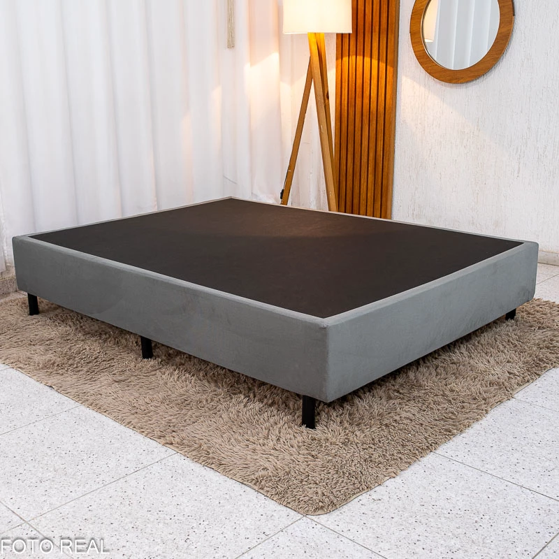 Box Casal Sued Cinza Ortobel + Colchão Casal Tiradentes Linho Cinza 138x188x62 Molas Ensacadas - D Vitrine - Suporta até 220kg - Imagem 7