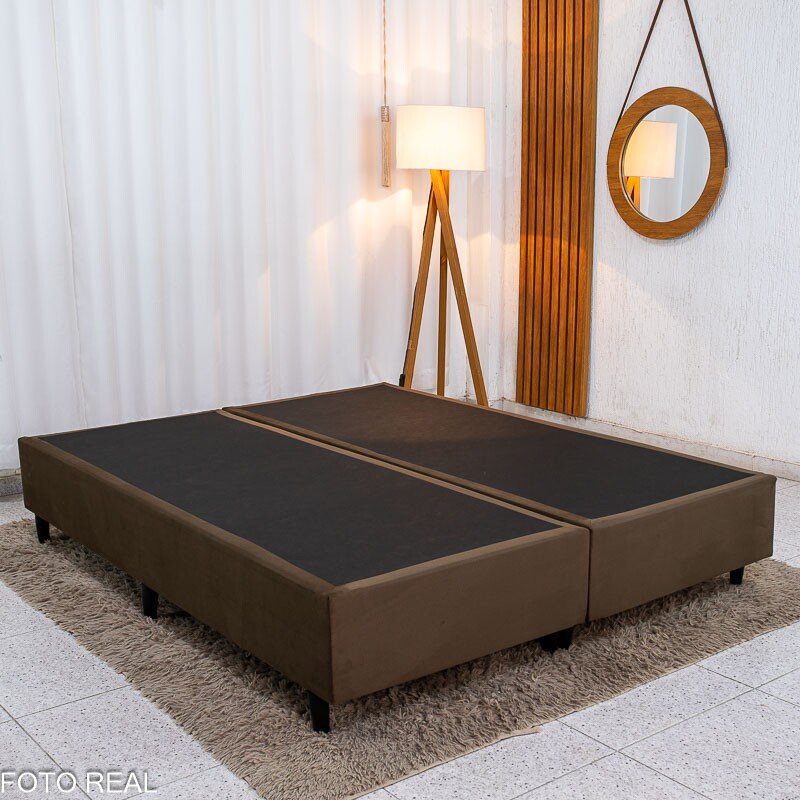 Box Queen Bipartida 158x198x37 Sued Marrom - Ortobel