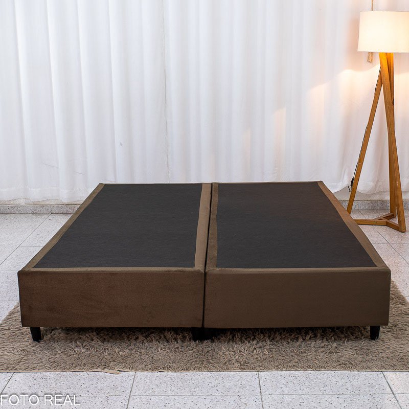 Box Queen Bipartida 158x198x37 Sued Marrom - Ortobel - Imagem 2