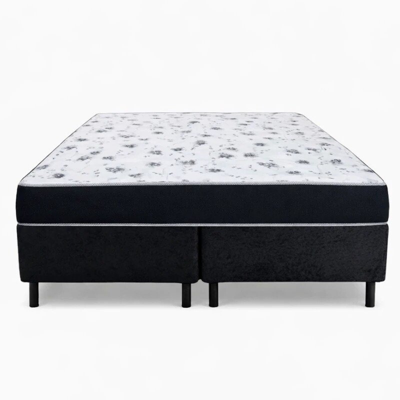 Colchão Queen Santé 100% Espuma D33 Nosso Sonho + Box Queen Sued Preto Ortobel - 158x198x57 | Suporta até 250kg - Imagem 2