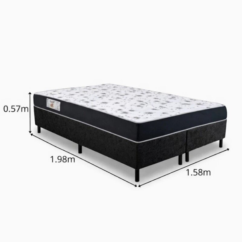 Colchão Queen Santé 100% Espuma D33 Nosso Sonho + Box Queen Sued Preto Ortobel - 158x198x57 | Suporta até 250kg - Imagem 3
