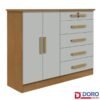 Cômoda New Athos Cinamomo/Off 5 Gavetas e Sapateira Larg. 1.36m - D Doro
