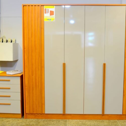 Alternative view of Guarda-Roupa 6 Portas + Cômoda Guarani Ripado Cinamomo/Off White – TCIL