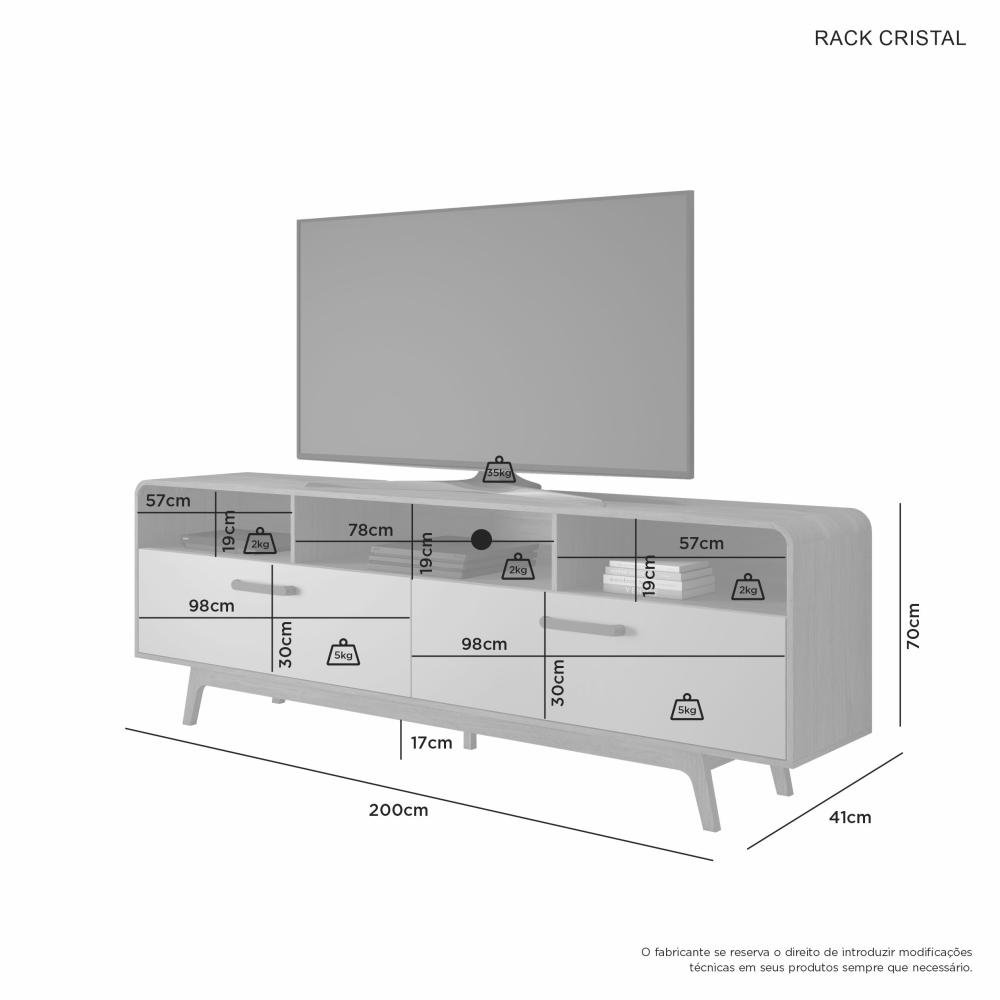 Rack até 70″ Cristal Cinamomo/Off White – JCM MOVELARIA - Imagem 4