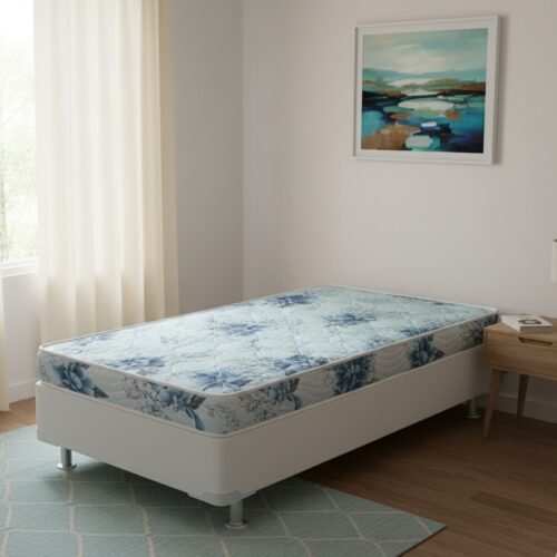 Colchão Solteiro Dream Soft 12 cm D20 + Base Simples Corino Branco – ORTOBOM + ALTO NÍVEL