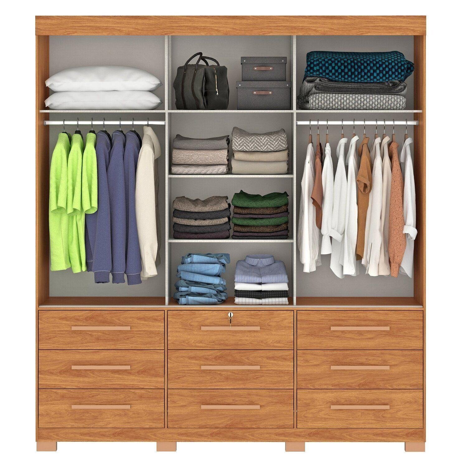 Guarda-Roupa 3 Portas Toronto RP1930 + Cômoda 5 Gavetas Malta CO250 Cinamomo/Off White/Cinamomo – FELLICCI - Imagem 3